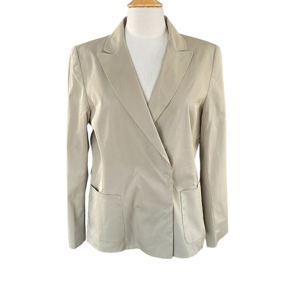 Elie Tahari Embroider Preppy Blazer Tan Neutral Professional Business Office-14 - Picture 7 of 16